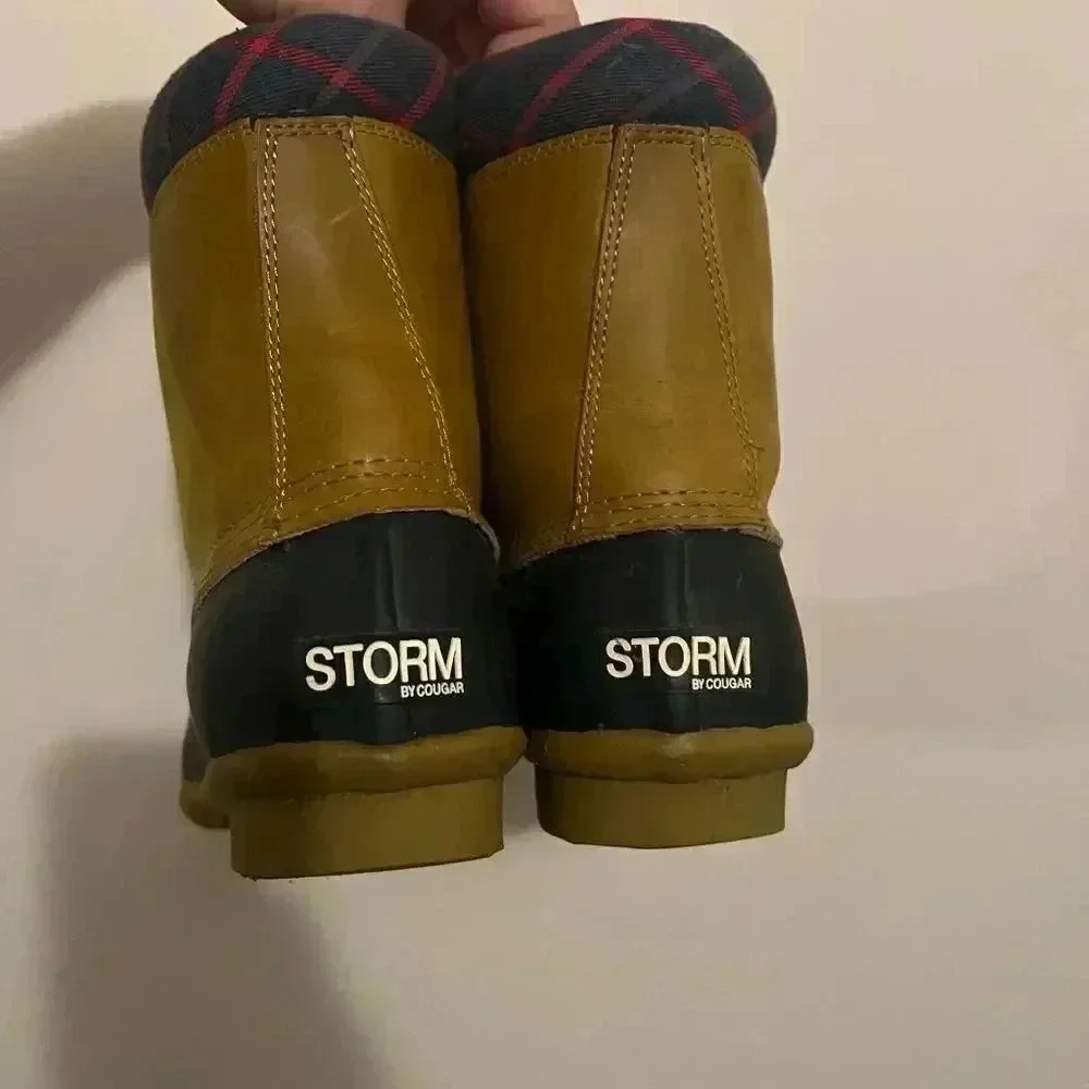 NEW Storm by Cougar ROGER Navy Tan Womens Waterproof Rain Boots - Picture 3 of 9